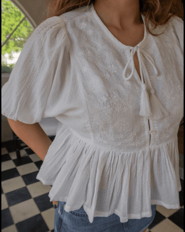 Palmas Embroidered Top – chic women's resortwear by Cote Azura