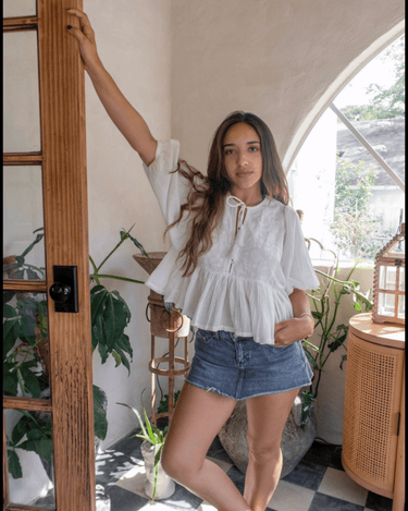 Palmas Embroidered Top – chic women's resortwear by Cote Azura