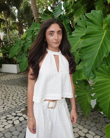 Violette Eyelet Halter Set – chic women's resortwear by Cote Azura